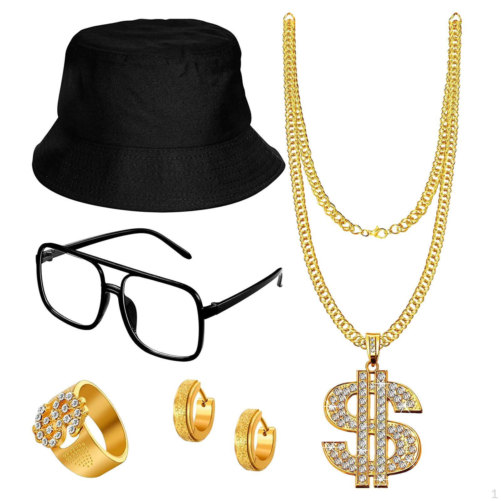 

Набори костюмів для хіп-хопу. Капелюх. Репер. Ювелірні прикраси. Легкі прикраси для чоловіків. Жінки.