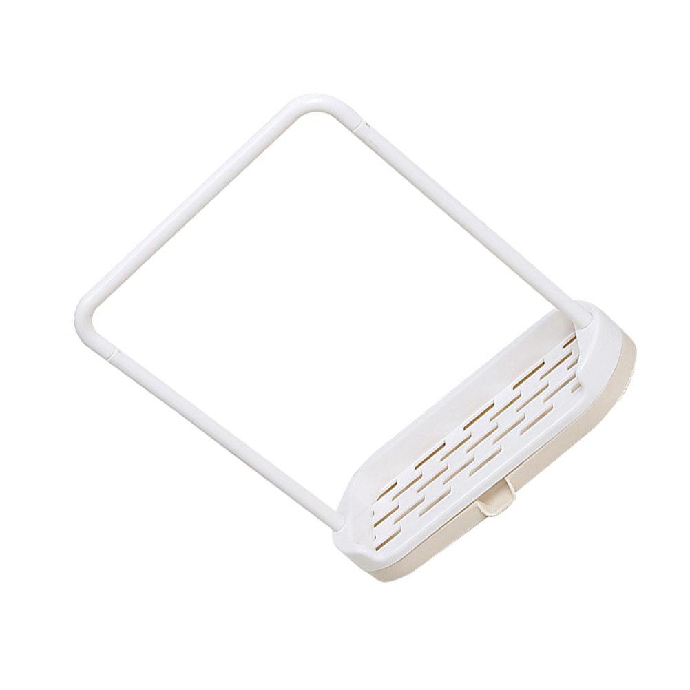 Plastic Countertop Dishcloth Drying Rack with U-Shaped Towel Bar Slotted Soap Plate Side Drain Spout Easy Clean Beige Kitchen