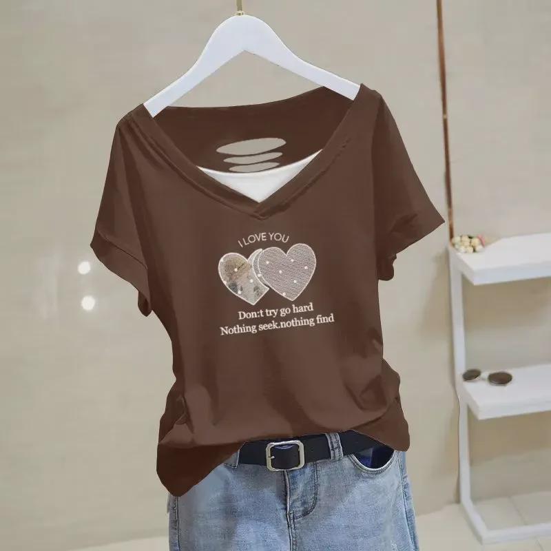 Women's 2024 Summer Pure Cotton Loose-Fit Short-Sleeve Korean T-Shirt