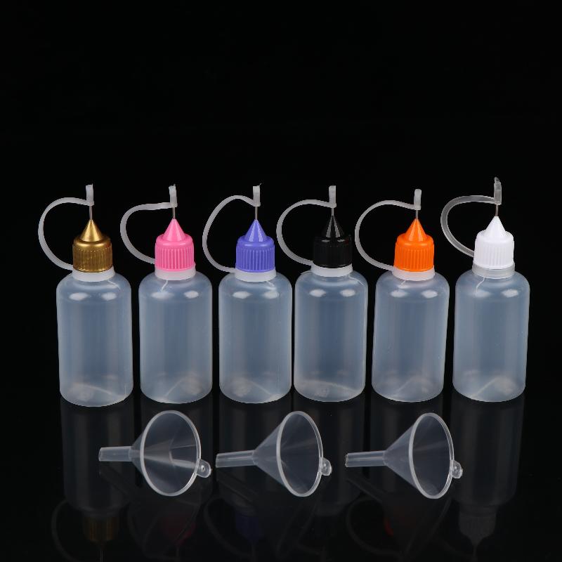 1 Set Klarplastik-Squeeze-Flaschen mit Nadelspitze und sicheren Deckeln für Klebstoff, Bastelmaterialien, Gewürze und Flüssigkeitsaufbewahrung