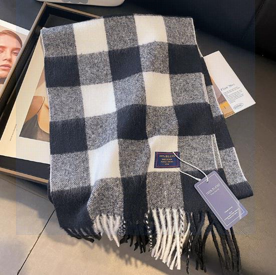 Women's Classic British Style Black & White Plaid Scarf, Winter Imitation Cashmere Shawl, Dual-Use Chessboard Design for Couples