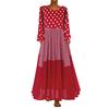 Women Vintage  Wave Point Print Dress Long Sleeves  Maxi Dress