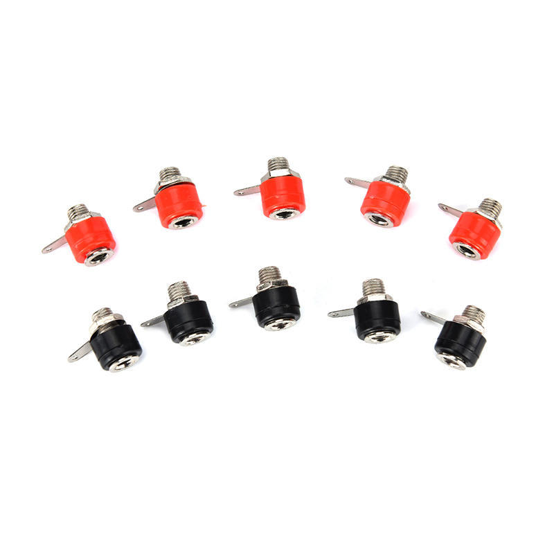 10pcs Brass 4mm Banana Female Jack Chassis Panel Mount Socket Connector for Non-Shrouded Banana Plugs