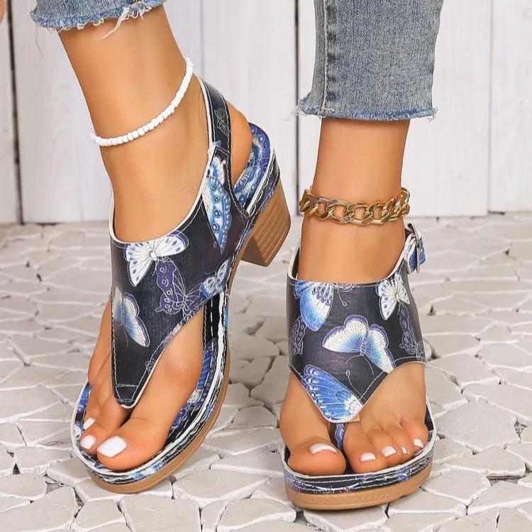 

Fashion 2024 Hot Sale Ladies Shoes Buckle Strap Women s Sandals Fashion Printing Casual Sandals Women New Solid Plus Size Heeled Sandals 43