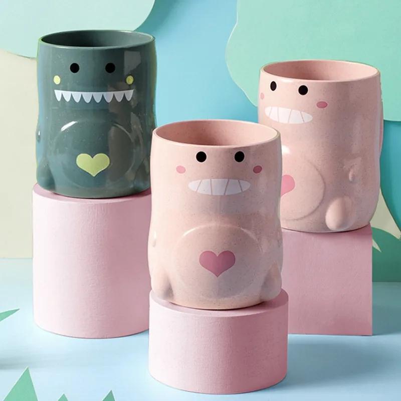 Cute Cartoon Dinosaur Tooth Brushing Mouthwash Cup Couples Cups Environmental Plastic Wash Tooth Mug Bathroom Supplies