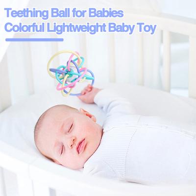 Baby Sensory Ball Teething Toys for Kids Aged 0-3 Soft Plastic Teether Ball Toy Hand Grip Training Rattle Ball Educational Toy for Boys Girls