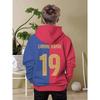 Boys' Football Hoodie, Red and Blue Color Blocked Pullover Sweatshirt, Soft Sports Jacket for Football Players and Fans