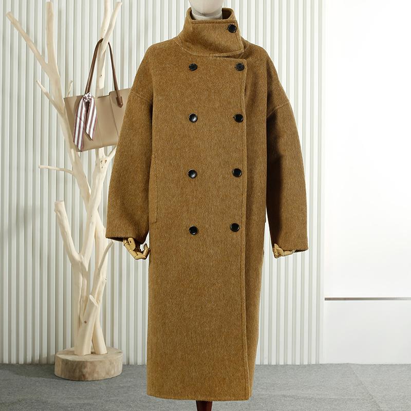 Autumn and Winter New Wool Double-sided Woolen Coat New Long Stand-up Collar Wool Coat Coat
