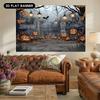 2D Flat Banner 1PC Halloween Party - Ghost Cemetery and Pumpkin Lanterns Misty Forest Path Universal Decorations