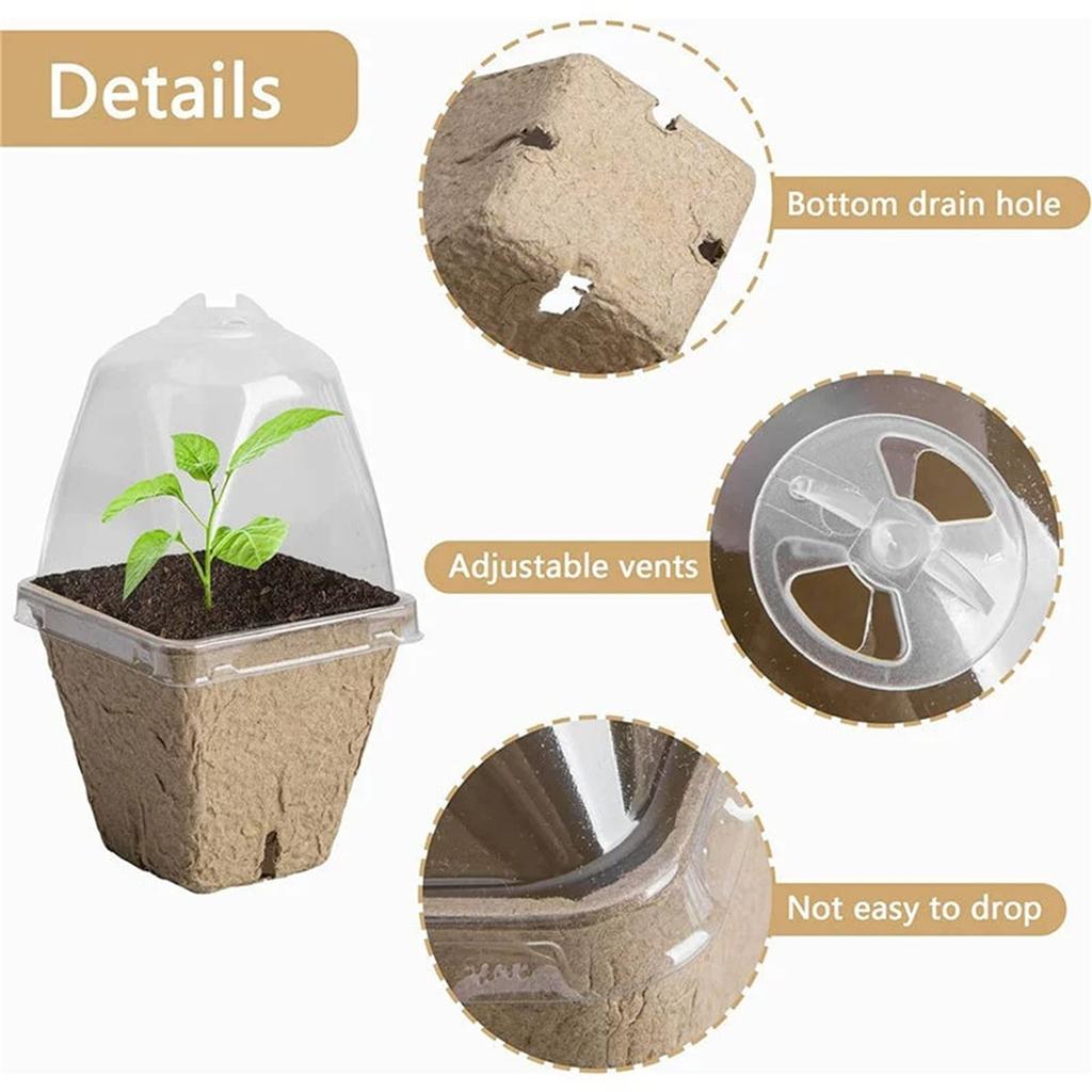 Nursery Seedling Pulp Cups with Lid,  Paper Flowerpots, Ventilated Seed Cultivation Cups for Planting and Propagating 