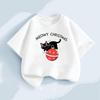 Christmas Party Short Sleeved T-Shirt for Children Black Cat Cartoon Shirt for Girls Boys Casual Clothes