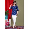 Women's Casual Regular Sleeves Printed Blue Top Kurta Indian Pakistani Top Tunic VF-1898a