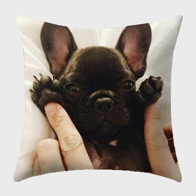 Bulldog Polyester Cushion Cover Modern French Bulldog Pillowcase Sofa Throw Pillow Cover Decorative Pillowcase For Couch Bed Car