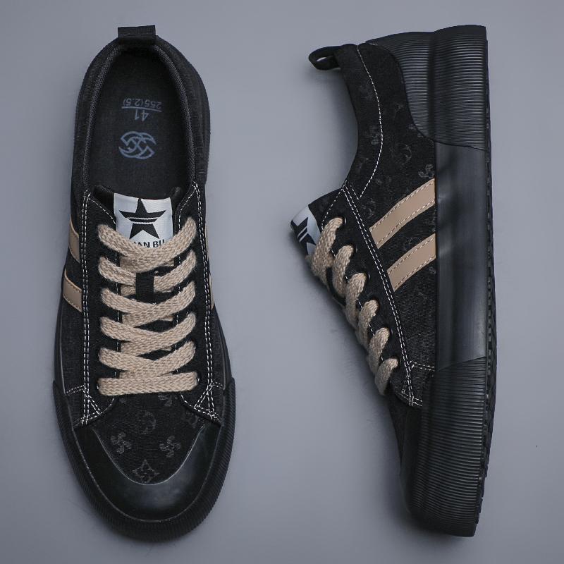 

Модная мужская парусиновая обувь, повседневные кроссовки для мужчин, на шнуровке, вулканизированная, удобная мужская обувь на плоской подошве, лоферы, обувь для вождения, Zapatos Hombre SS24825 44 чёрный