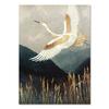 Retro Chinesischer Stil Leinwandmalerei Goldener Fliegender Kran Abstrakte Sonne Tier Vogel Poster Drucke Wandkunst Bild für Wohnzimmer
