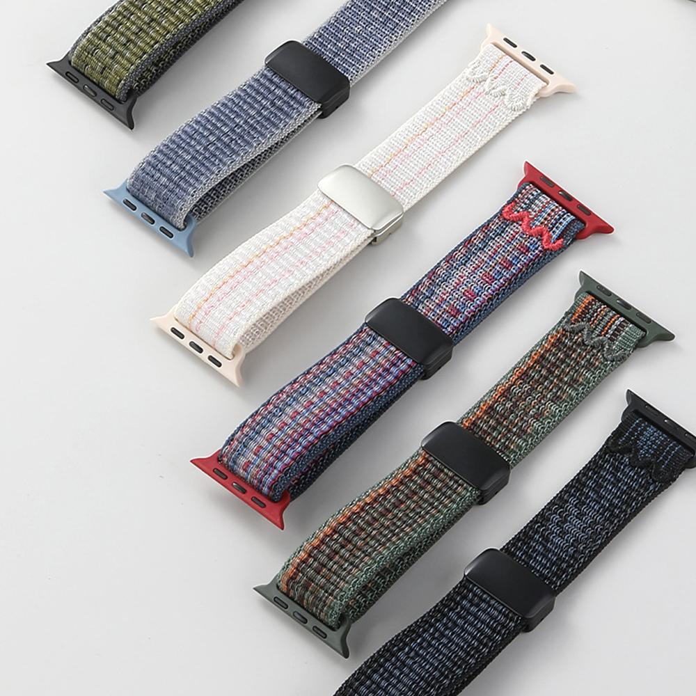 Metal Magnetic Buckle Nylon Strap for Apple Watch 3-1 49mm 11 10 46mm 42mm Breathable Band IWatch 9 8 7 6 5 SE 45mm 41mm 44mm 40 3