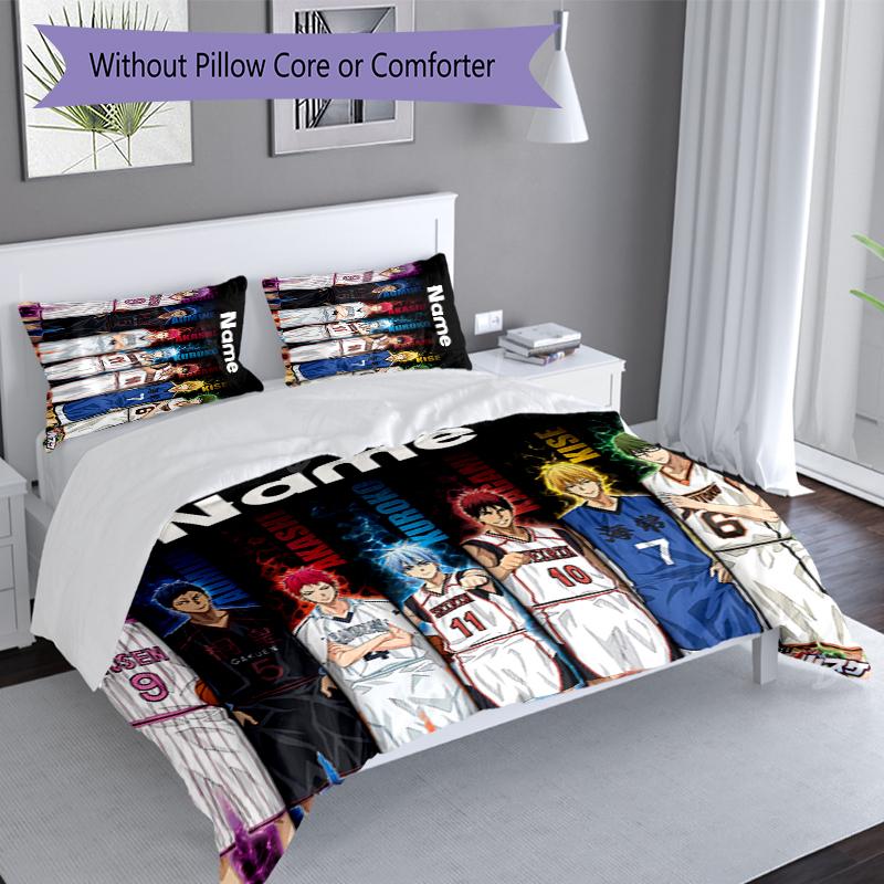 3pcs Custom Name Kuroko's Basketball Set,Includes 1 Duvet Cover and 2 Pillowcases,All-season Bedroom Decor