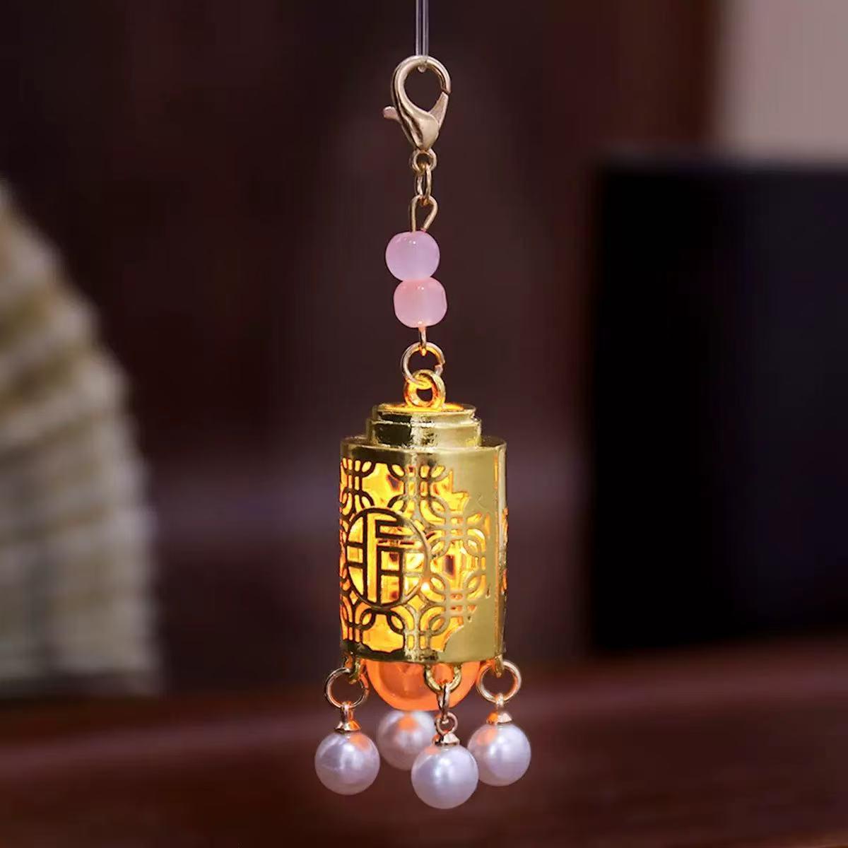 Chinese Retro Luminous Palace Lantern Refrigerator Magnets - Phoenix & Peony Tassels, Souvenir