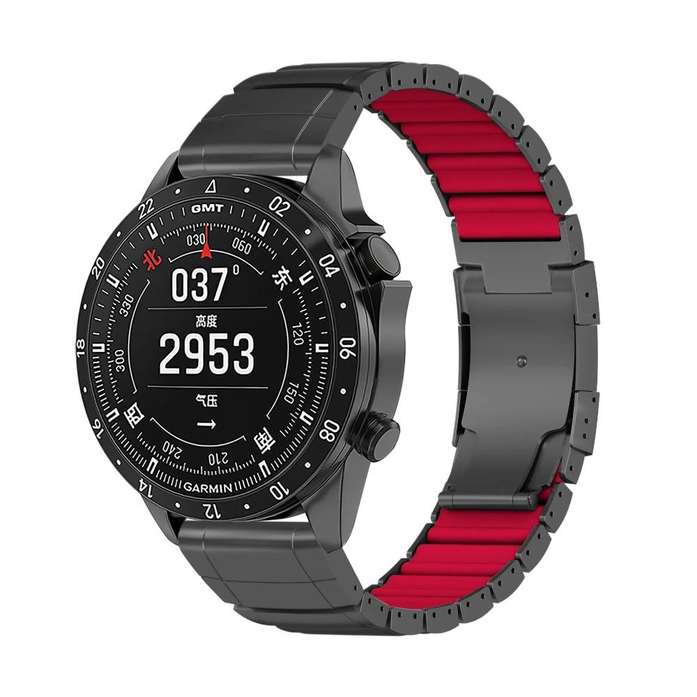 

22mm 26mm Titanium Band for Garmin Watch Fenix 8 7X 7Pro Luxury Rubber Strap for Garmin Watch Enduro 3 2 Instinct 3 2X Tactix 7 26mm чорний/червоний
