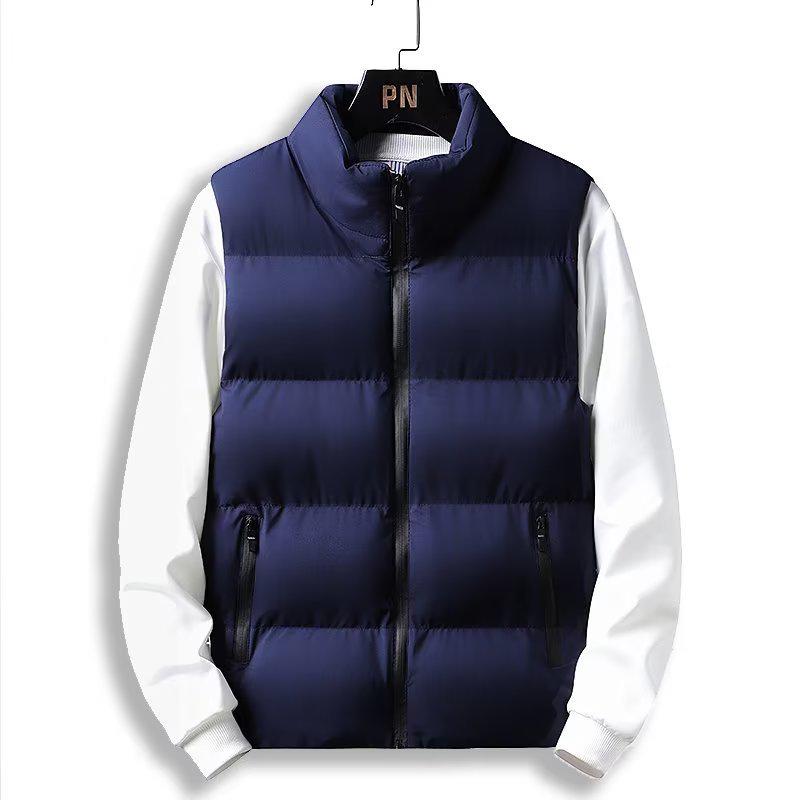 

Мужской зимний теплый жилет: Плотный хлопковый жилет со стойкой (Размеры M-5XL) XL синий