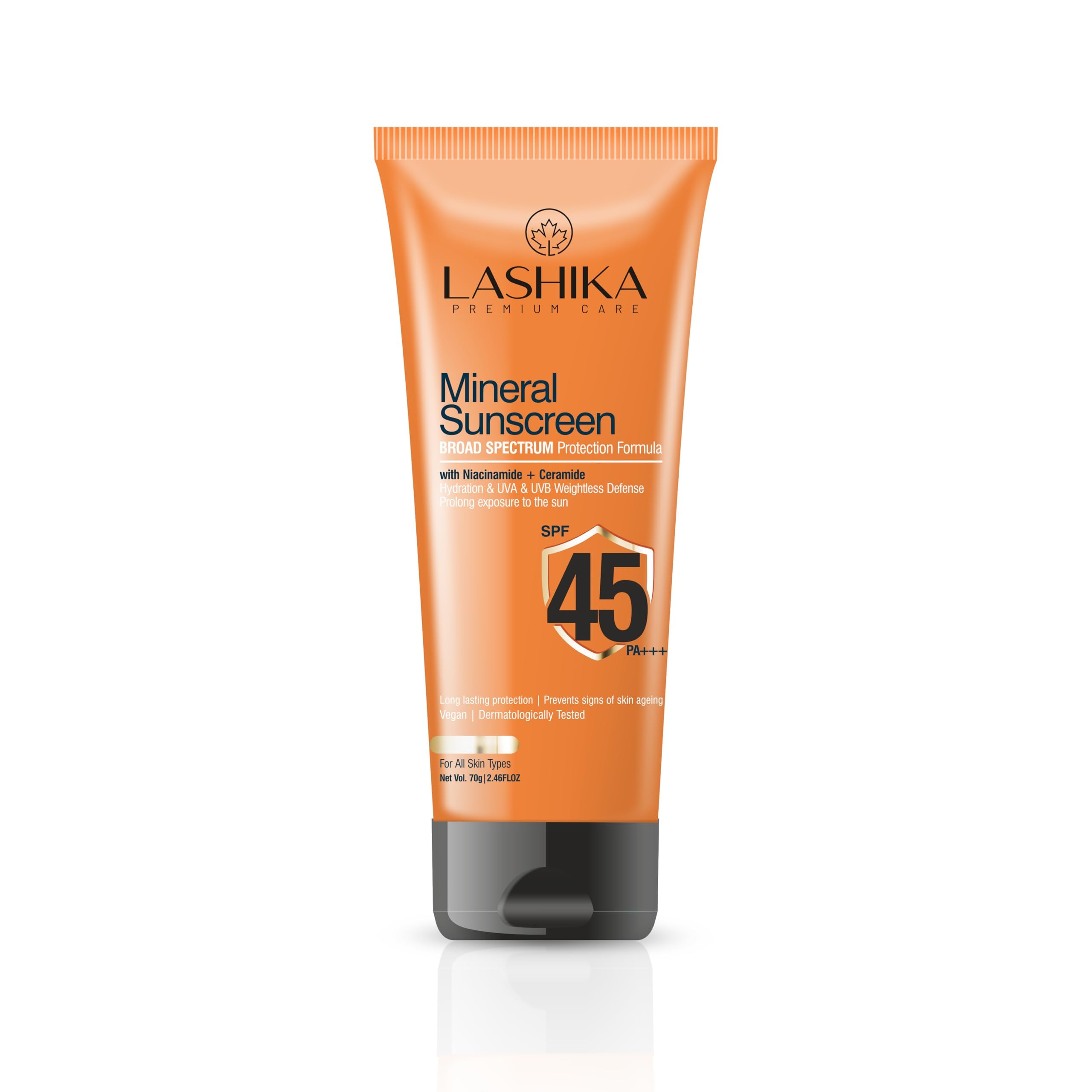 Mineral Sunscreen SPF 45 PA++++ with 5% Niacinamide & 1% Ceramide | Broad Spectrum Mineral Sun Protection