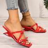 Foreign Style Red Bow Banquet Slippers Summer New Wedge Comfortable High Heel Open Toe Half Drag Girl