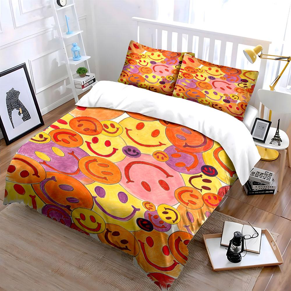 Colorful Smiling Face Pattern. Bedding Sets Duvet Cover Sets Duvet Covers Pillowcases(1 * Duvet Cover 2 * Pillowcases Without Duvet Insert)