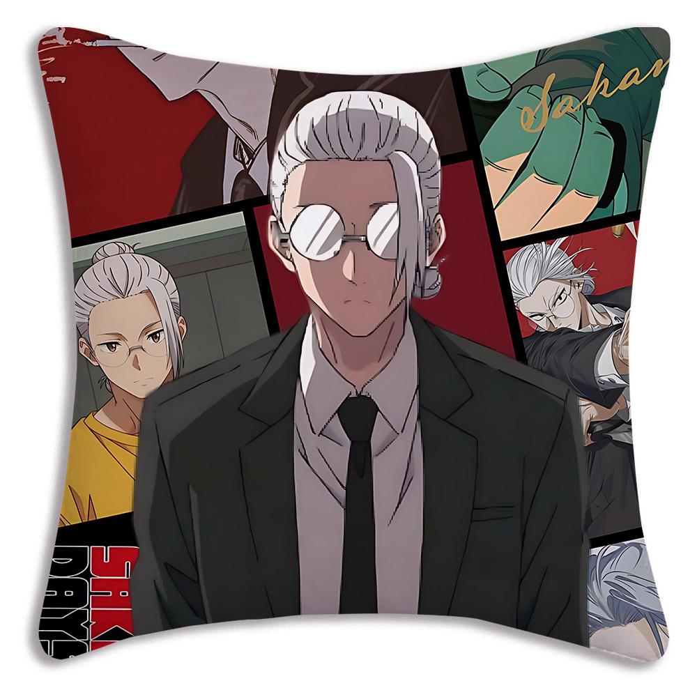 Anime Sakamotos Days Pillow Covers Cartoon Sofa Decorative Home Double-sided Printing Short Plush Cute Cushion Cover