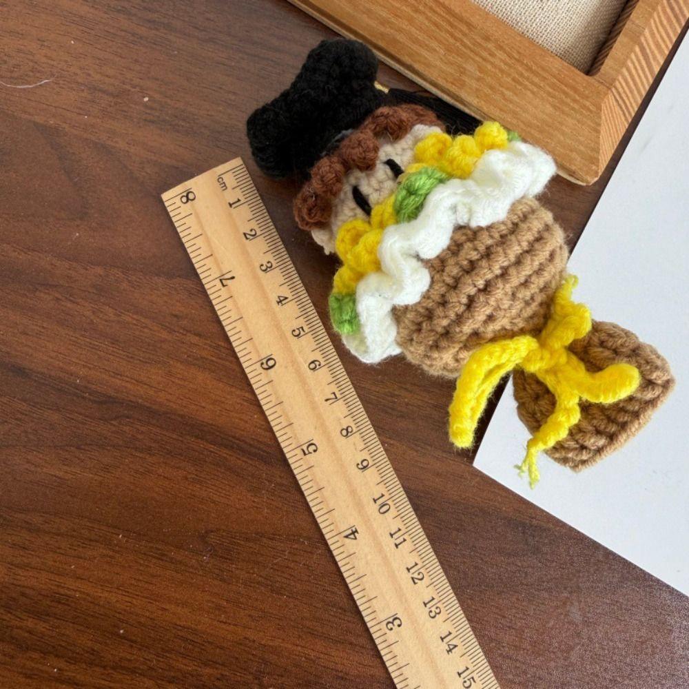 Funny Crochet Bouquet 13cm Doctor Hat Bouquet Doll Handmade Knitted Figures  Graduation Gift
