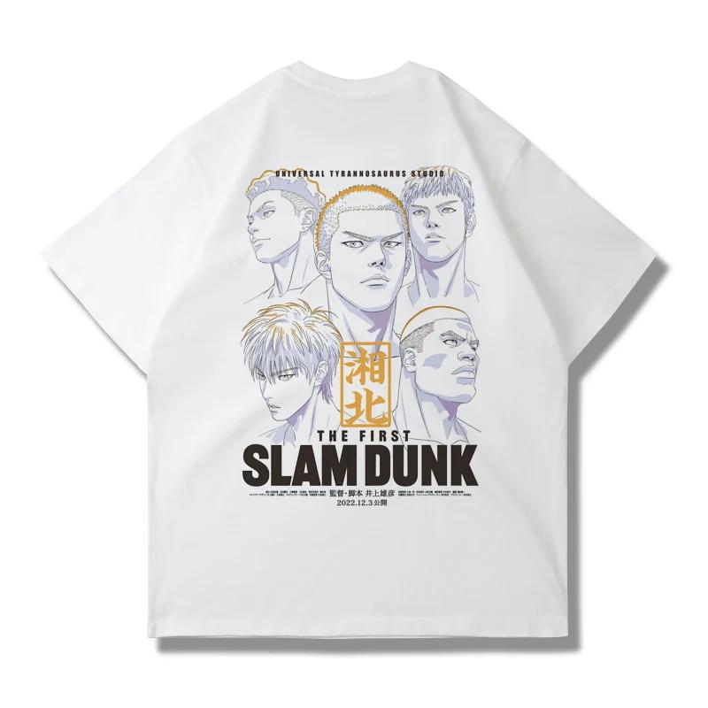Japanese Anime Slam Dunk Master Big Movie Blockbuster Short Sleeve T-shirt Summer Loose 100% Cotton Sakura Ikebana