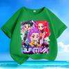 Girls' Loose Witch Girl Group Top for Summer Children's Casual Short-sleeved Pure Cotton T-shirt
