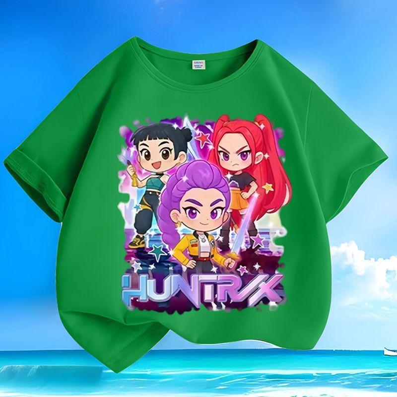 Girls' Loose Witch Girl Group Top for Summer Children's Casual Short-sleeved Pure Cotton T-shirt