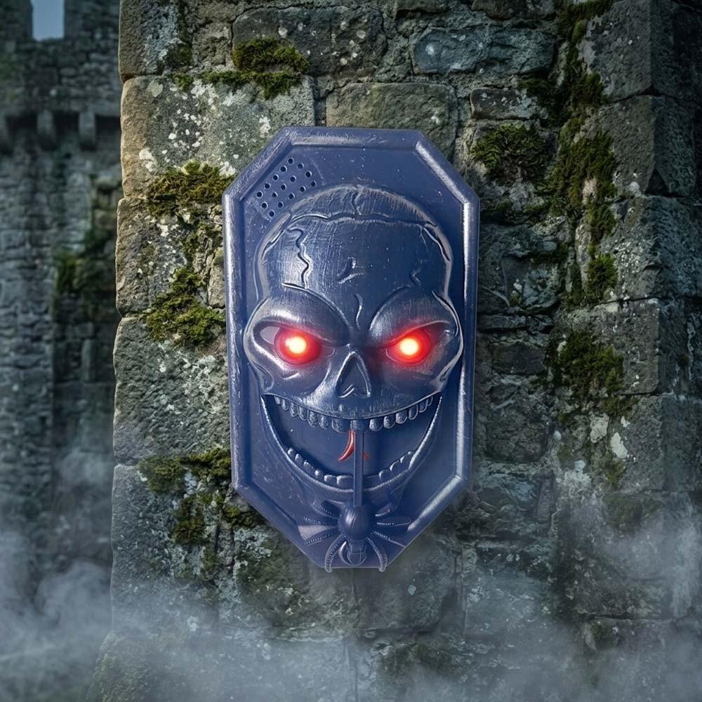 Vocal Animated Skull Doorbell Battery-operated LED Glowing Eyes Talking Ghost Bell Theme Party