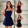 Fashion Summer Spring Solid Color Print Square Collar Sleeveless Casual Dresses