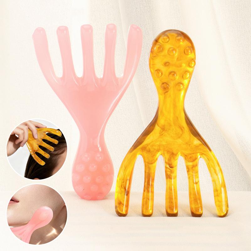 18 Beads Handheld Gua Sha Massage Roller Natural Resin Waist Neck Back Leg Body Meridian Scraping SPA Anti Cellulite Relaxation