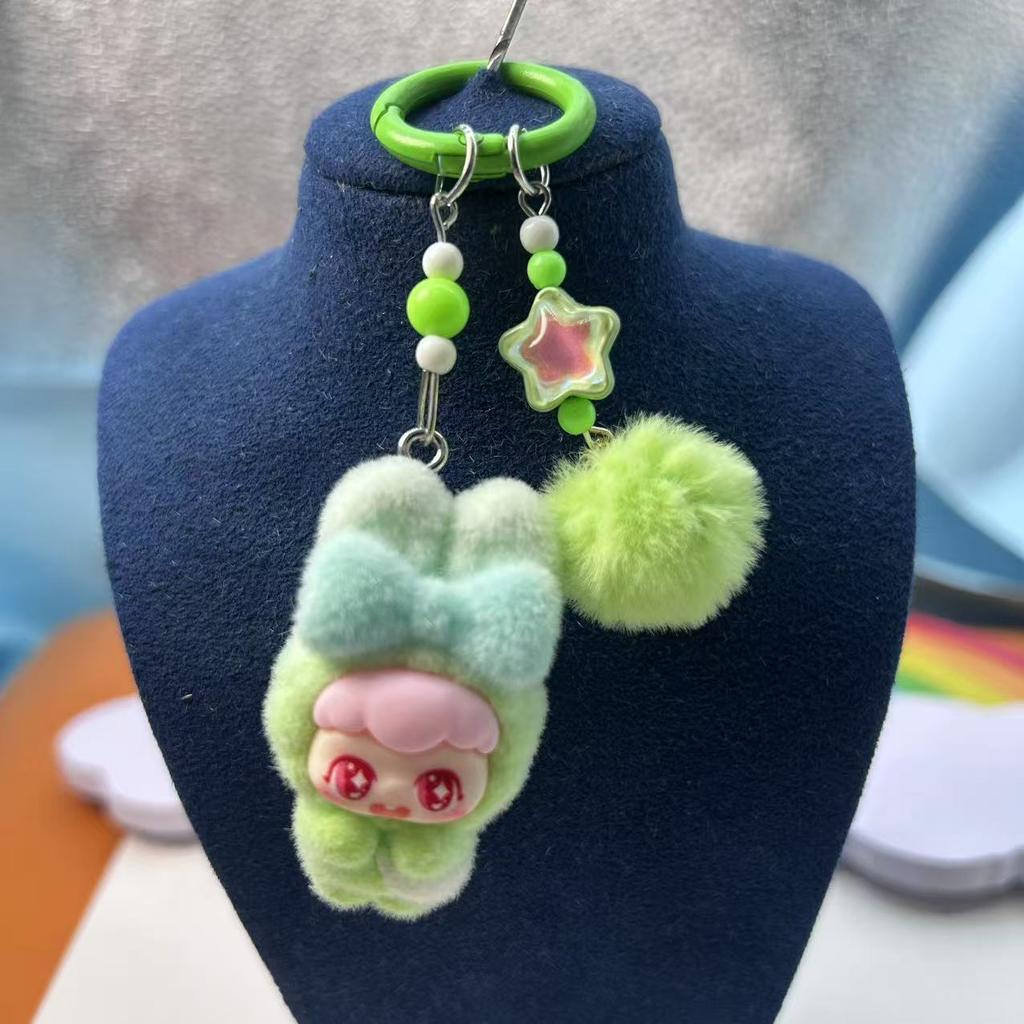 Cartoon Flocking Doll Keychain Pendant Cute Doll DIY Accessories Mobile Phone Jewelry Pendant