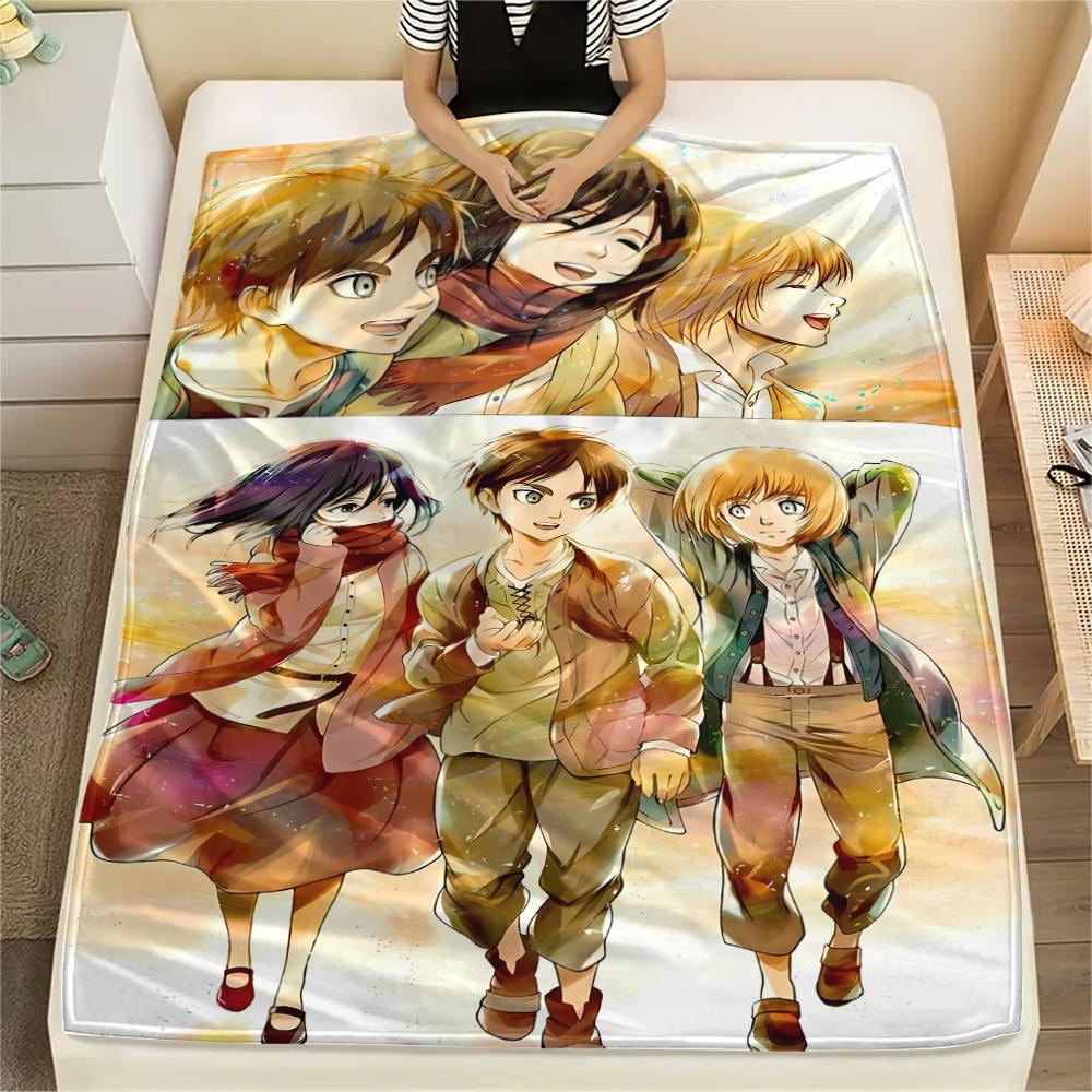 1PC Attack On Titan Print Flannel Blanket, High Quality All Seasons, Home Decor, Warmth and Comfort, Perfect for Christmas Gifts