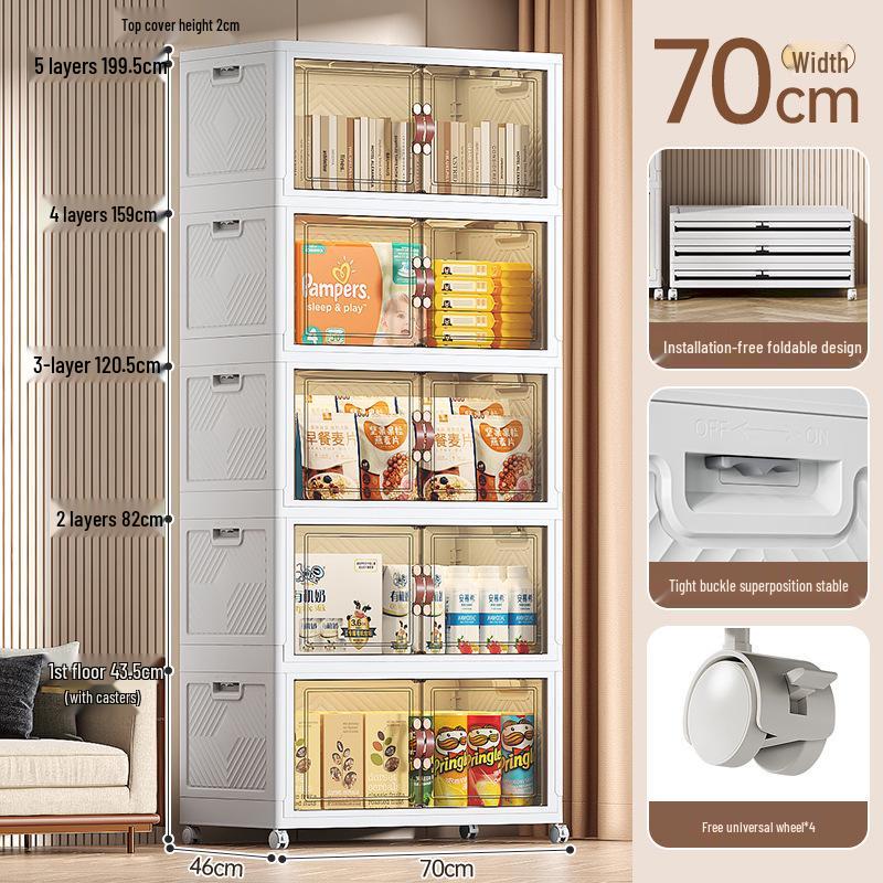 Folding Multi-Layer Storage Cabinet for Living Room - Organize Children's Clothes, Snacks, and More