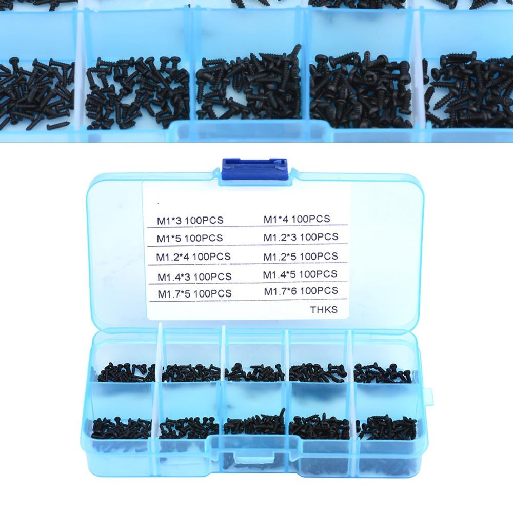 1000Pcs M1 M1.2 M1.4 M1.7 Screw Assortment Kit Tiny Screws  For DIY Electronic and Laptop Repair