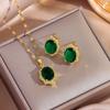 Top Luxury Gold Plated Copper Pendant Necklaces Earrings For Women Trendy Fashion Female Jewelry Set Girls Clavicle Chain