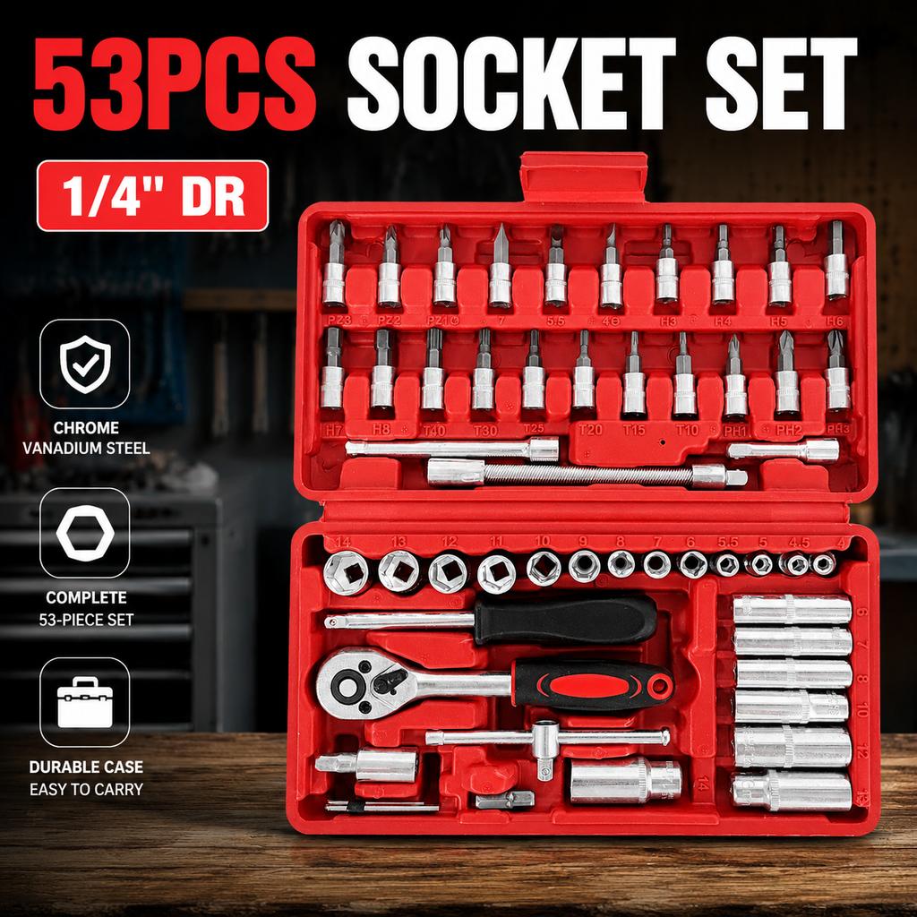 Bulk Supply Industrial Grade 53pcs Metric Socket Tool Box for 4S Workshop Use