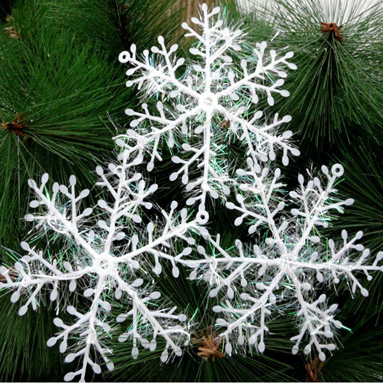 

30pc Plastic Brushed Christmas Snowflakes Christmas Hanging Artificial Snowflake Decorations Suitable For Festival Party Decor