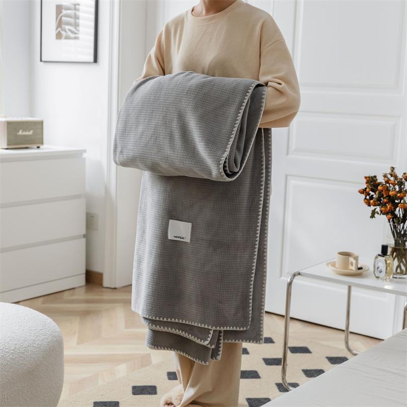 Waffle Plaid Blankets for Beds Winter Warm Flannel Double Layer Throw Blankets Milk Fleece Sofa Cover Queen King Bed Bedspread