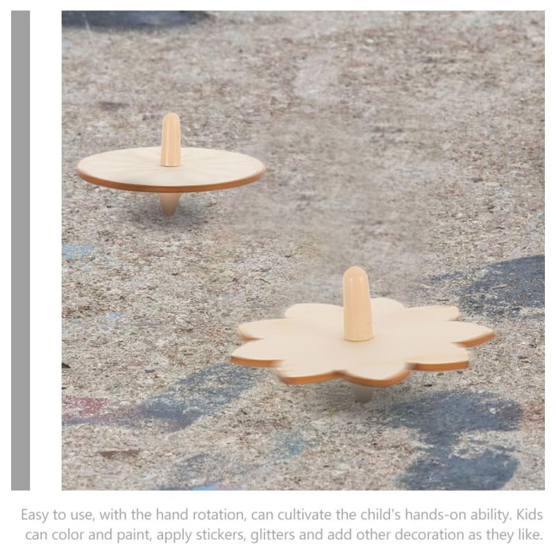 iplusmile Wooden Gyro Tops for Traditional and Unfinished Tops 18-Piece Top, Paintable, Educational, Cute, Hand-Cranked Kids, Play, Games,