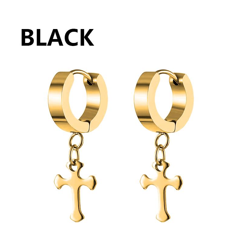 1pc Mode Coréenne Acier Inoxydable Boucles d'Oreilles Pendantes Croix Forme Spéciale Femme Boucle d'Oreille Punk Rock Piercing Créoles Zircon