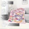 1pc Flannel My Melody, Kuromi, Hello KittyThrow Blanket, Cartoon Truck Pattern Printed Blanket, Warm Cozy Soft Blanket For Couch Bed Sofa Ca