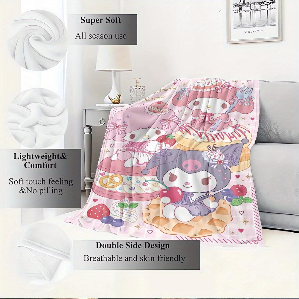 1pc Flannel My Melody, Kuromi, Hello KittyThrow Blanket, Cartoon Truck Pattern Printed Blanket, Warm Cozy Soft Blanket For Couch Bed Sofa Ca