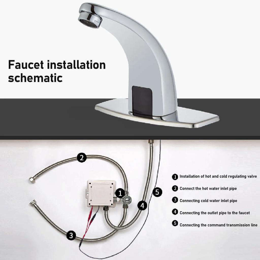 Sensor Faucet Energy Saving Infrared Sensing G1/2 Automatic Sensor Bathroom Faucet High Sensitivity Fine Polished for Bathroom