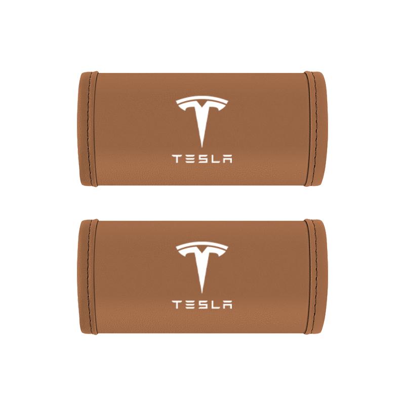 2Pcs Car Anti Slip Pull Glove Leather Handle Protector Cover For Tesla Y S Highland Juguete Model 3 Coil X Cybertruck SpaceX