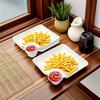 White Plastic Serving Tray Compatible for Sushi,Appetizers & Party Platters-Heavy-Duty Rectangular Snack Plate with Nigiri & Sections for Restaurants